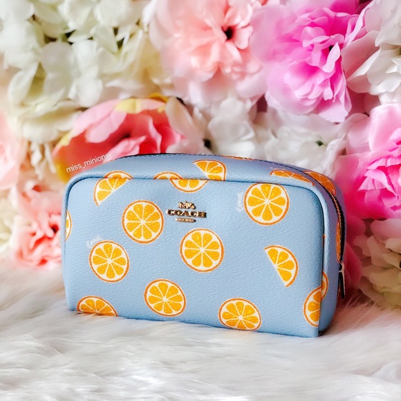 Coach Orange Summer Print Makeup Pouch - Picture 5 of 5